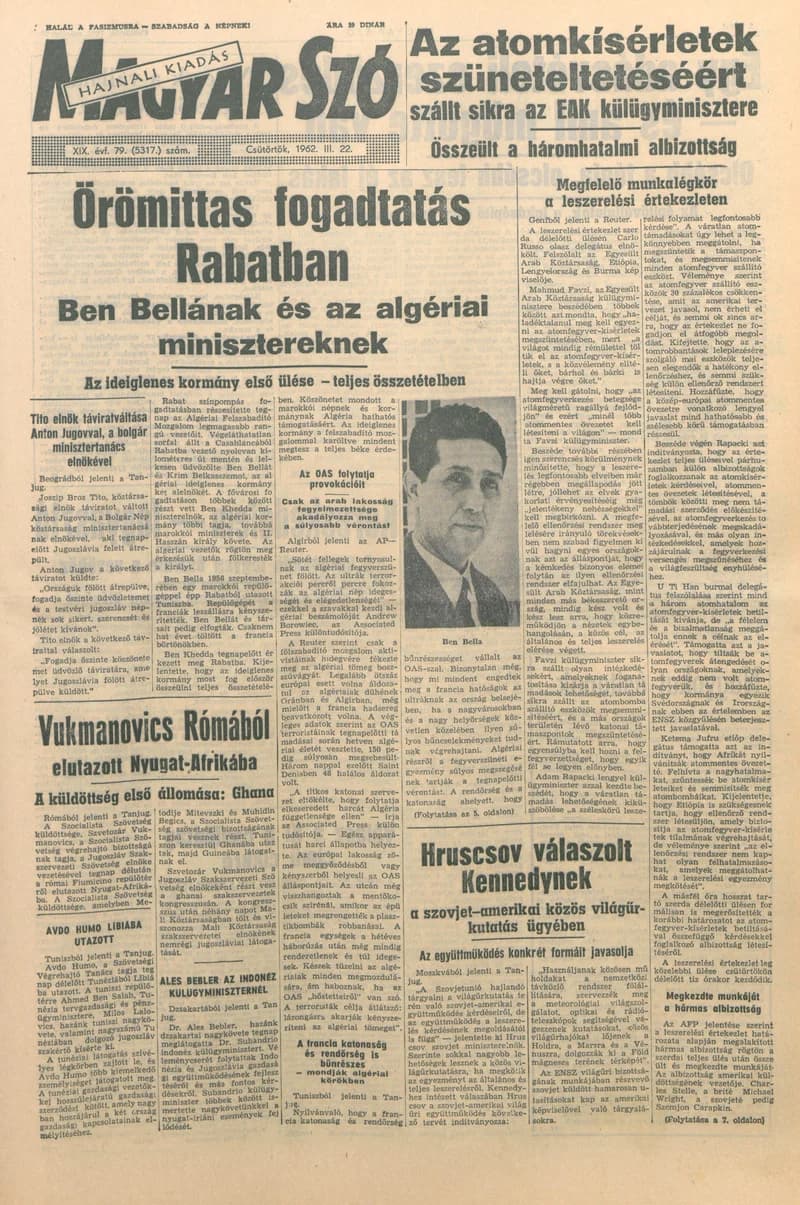 Magyar Szó, 19. évf. 1962. március 22. 79. sz. 1–16. oldal