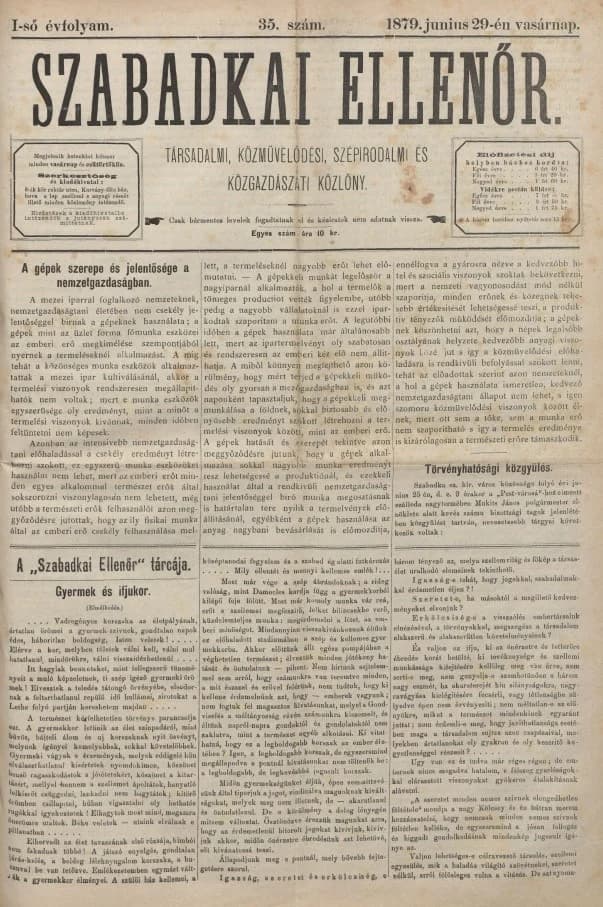 Szabadkai Ellenőr, 1. évf. 1879. június 29. 35. sz.
