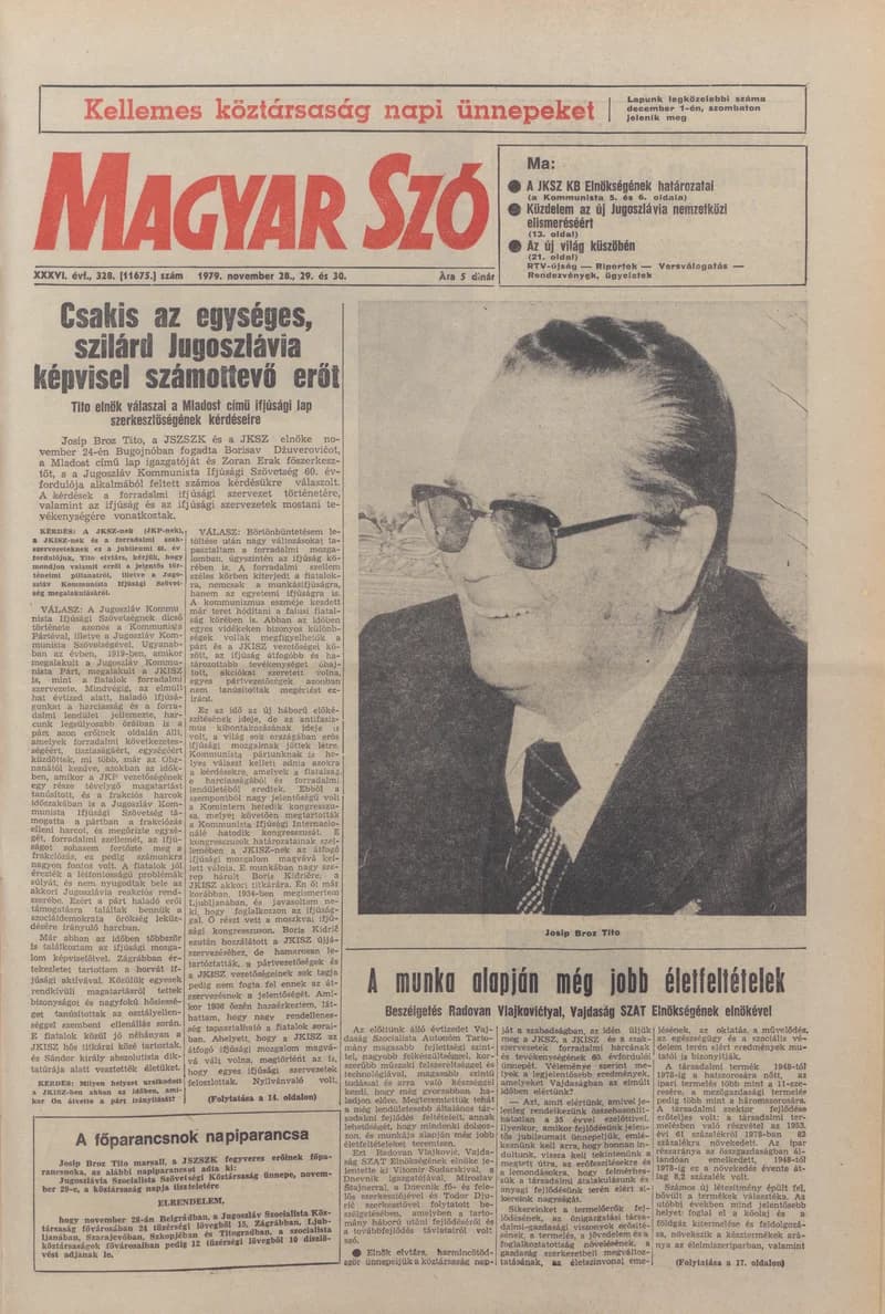 Magyar Szó, 36. évf. 1979. november 28. – 30. 328. sz. 1–32. oldal