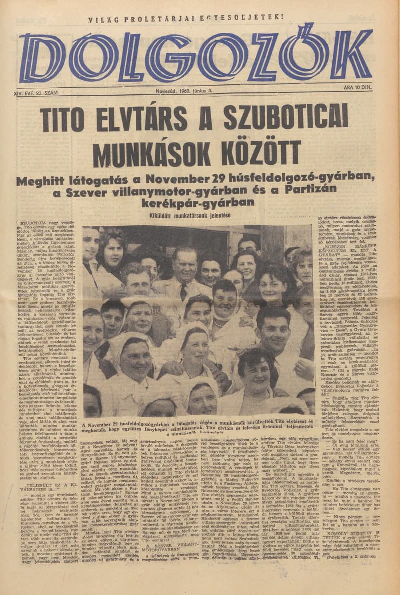 Dolgozók, 14. évf. 1960. június 3. 23. sz.
