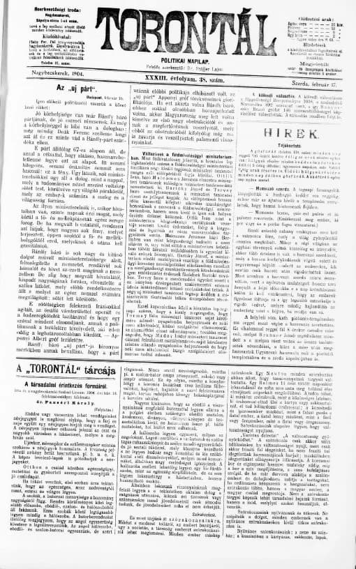 Torontál, 33. évf. 1904. február 17. 38. sz.