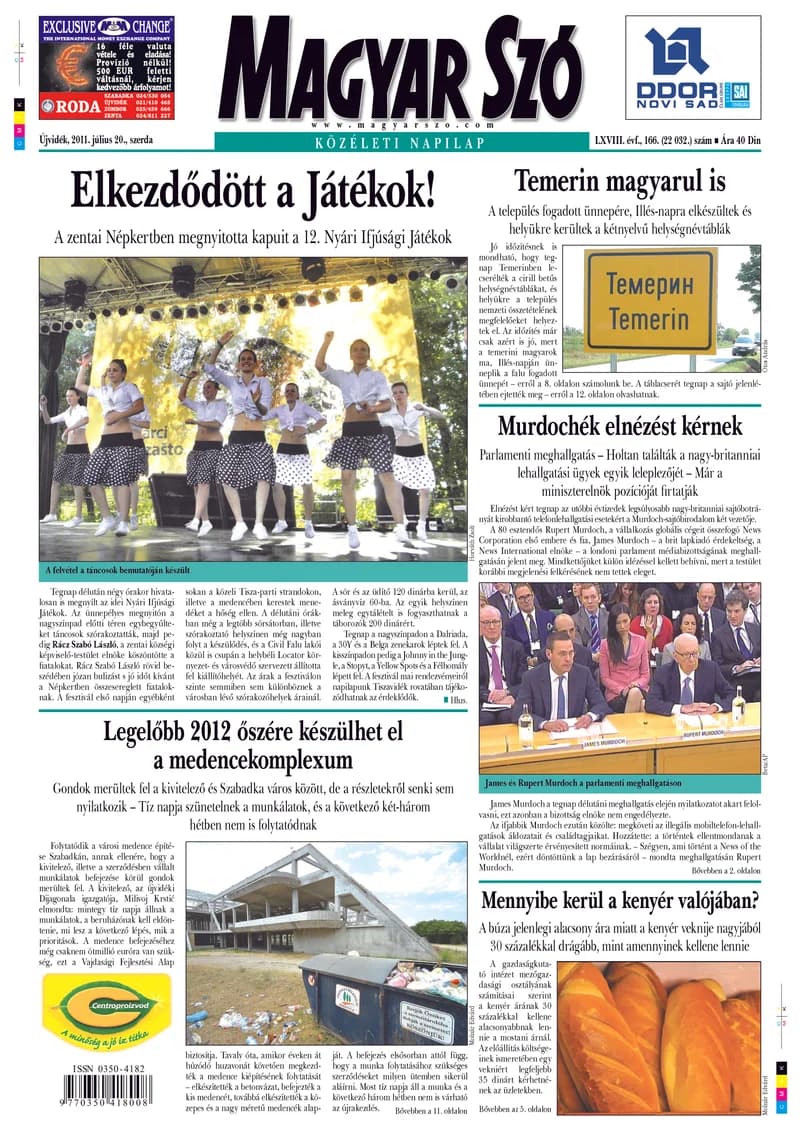 Magyar Szó, 68. évf. 2011. július 20. 166. sz. 1–20. oldal