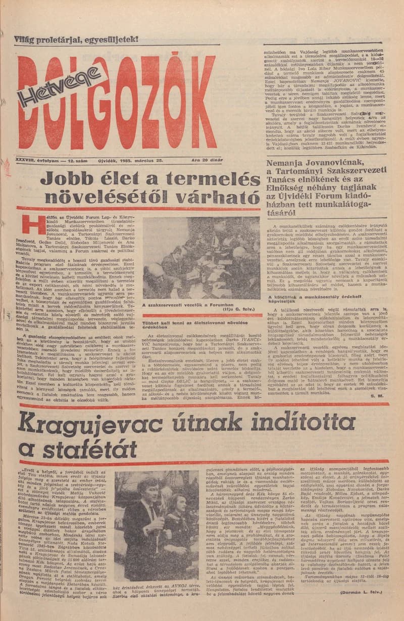 Dolgozók, 39. évf. 1985. március 28. 12. sz.