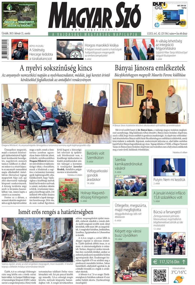 Magyar Szó, 80. évf. 2023. február 22. 42. sz. 1–16. oldal