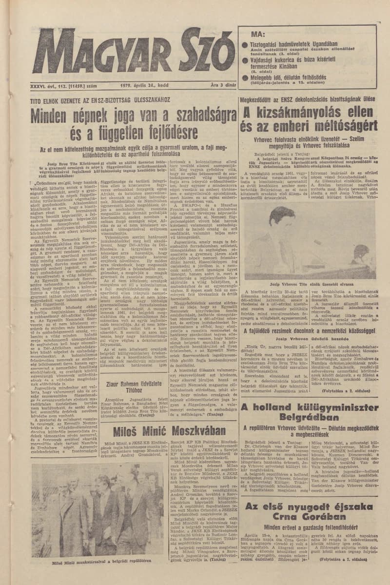 Magyar Szó, 36. évf. 1979. április 24. 112. sz. 1–20. oldal