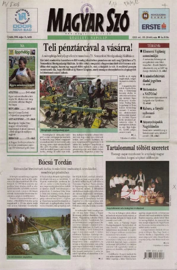 Magyar Szó, 63. évf. 2006. május 15. 109. sz. 1–12. oldal