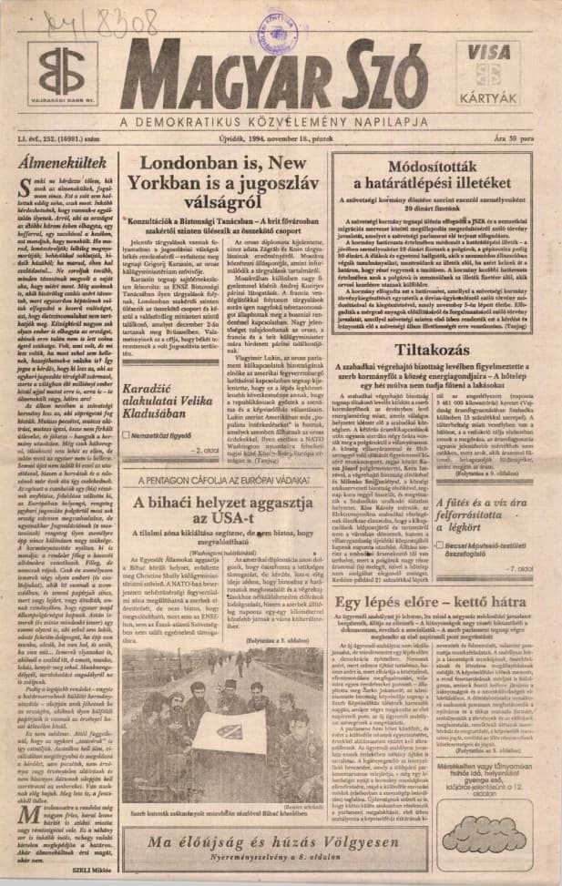 Magyar Szó, 51. évf. 1994. november 18. 252. sz.