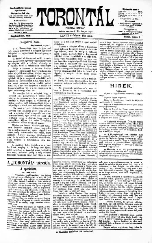 Torontál, 28. évf. 1899. május 5. 103. sz.