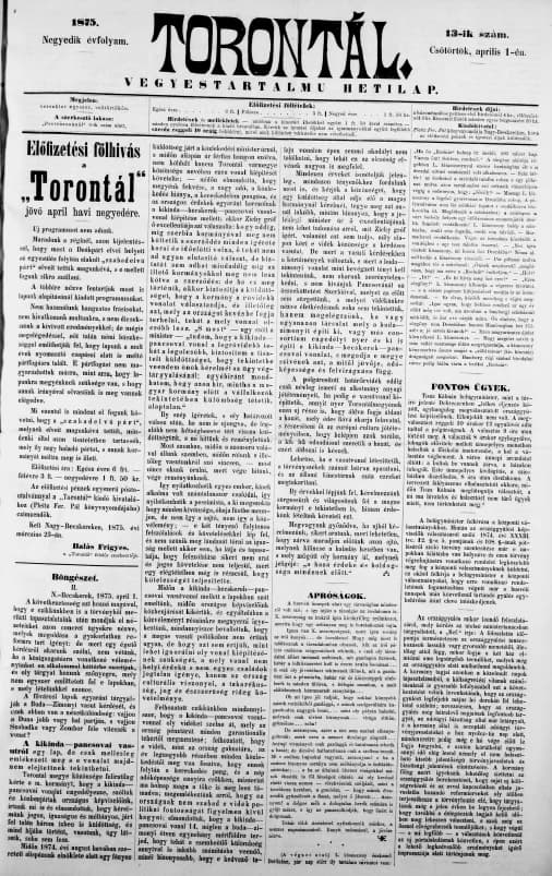 Torontál, 4. évf. 1875. április 1. 13. sz.