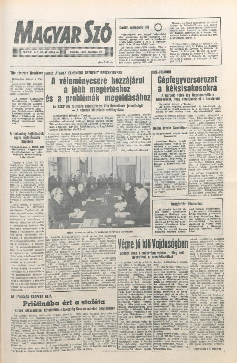 Magyar Szó, 35. évf. 1978. március 29. 86. sz. 1–24. oldal