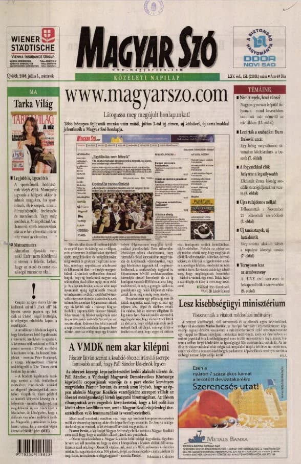 Magyar Szó, 65. évf. 2008. július 3. 151. sz. 1–16. oldal