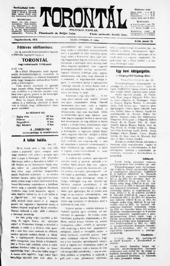 Torontál, 43. évf. 1914. január 13. 9. sz.