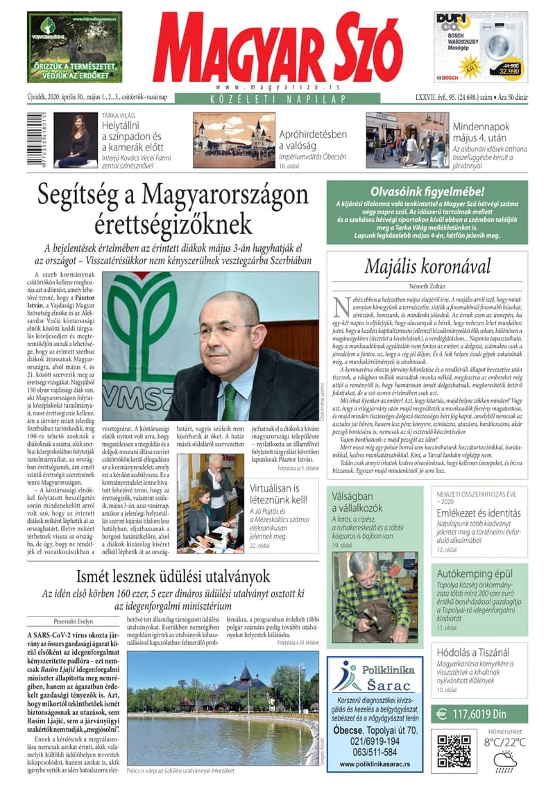 Magyar Szó, 77. évf. 2020. április 30. – május 3. 95. sz. 1–32. oldal