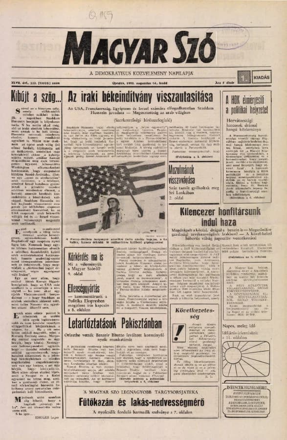 Magyar Szó, 47. évf. 1990. augusztus 14. 222. sz. 1–20. oldal