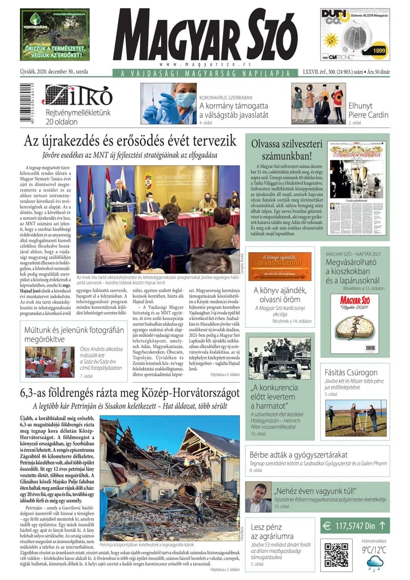Magyar Szó, 77. évf. 2020. december 30. 300. sz. 1–16. oldal