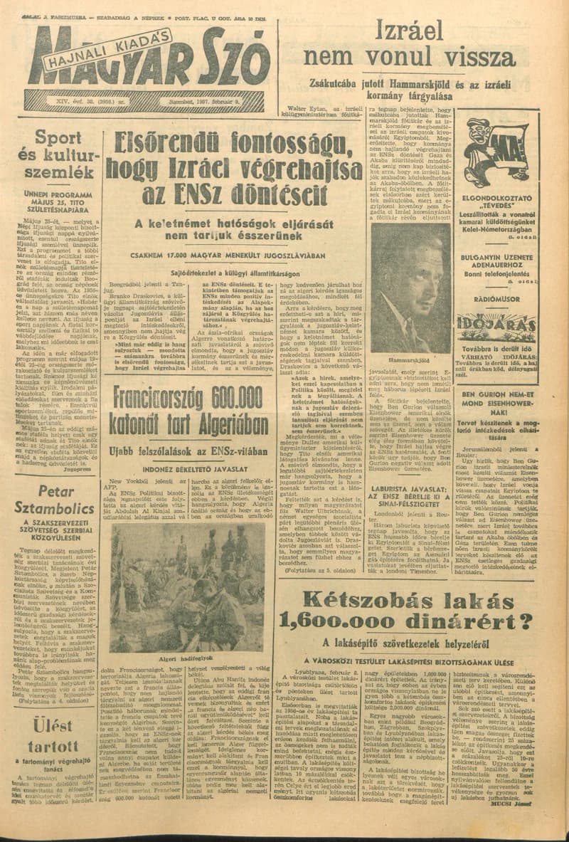 Magyar Szó, 14. évf. 1957. február 9. 38. sz. 1–12. oldal
