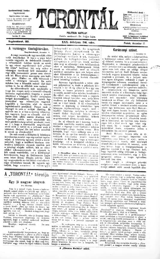 Torontál, 30. évf. 1901. december 13. 286. sz.