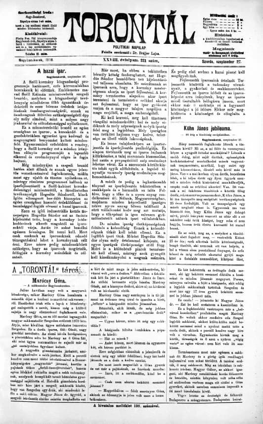 Torontál, 28. évf. 1899. szeptember 27. 221. sz.
