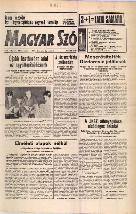 Magyar Szó, 44. évf. 1987. december 5. 333. sz. 1–24. oldal