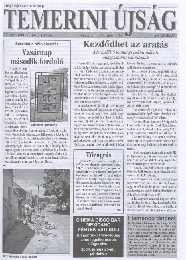 Temerini Újság, 10. évf. 2004. június 24. 26. sz.