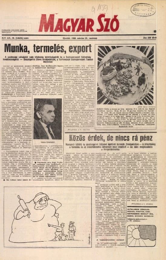 Magyar Szó, 45. évf. 1988. március 20. 78. sz. 1–32. oldal