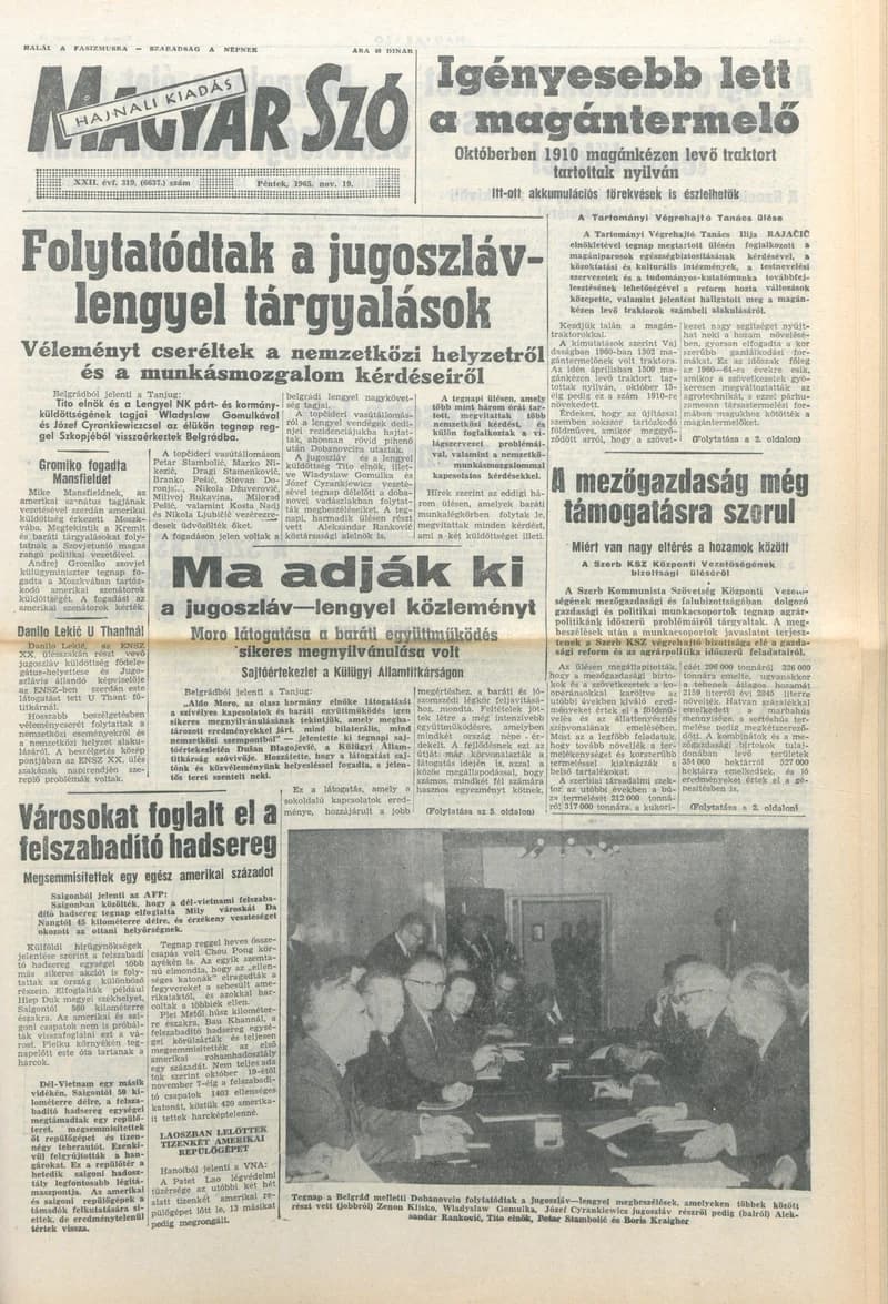 Magyar Szó, 22. évf. 1965. november 19. 319. sz.