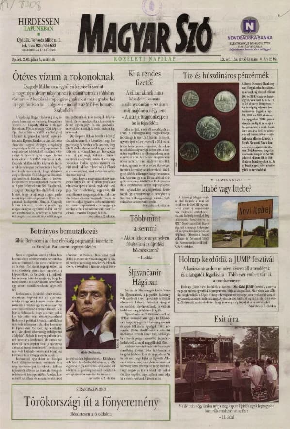 Magyar Szó, 60. évf. 2003. július 3. 155. sz. 1–16. oldal