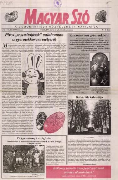 Magyar Szó, 58. évf. 2001. április 14. – 15. 88. sz. 1–32. oldal