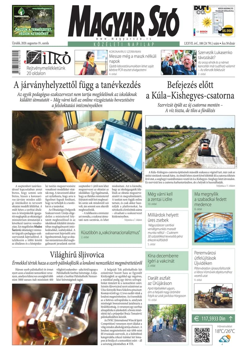 Magyar Szó, 77. évf. 2020. augusztus 19. 188. sz. 1–16. oldal