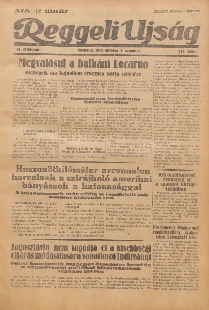 Reggeli Újság, 14. évf. 1933. október 7. 235. sz.