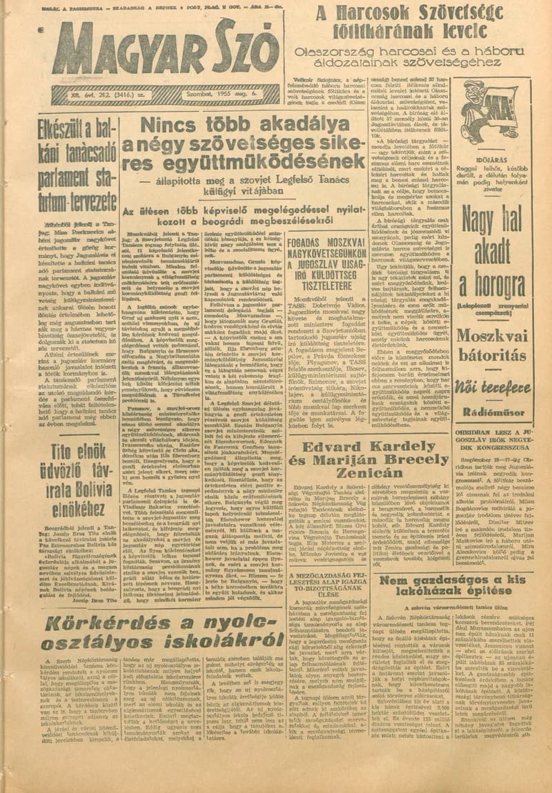 Magyar Szó, 12. évf. 1955. augusztus 6. 212. sz. 1–10. oldal