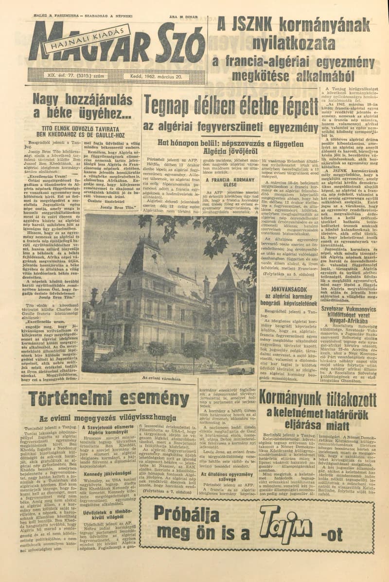 Magyar Szó, 19. évf. 1962. március 20. 77. sz. 1–16. oldal