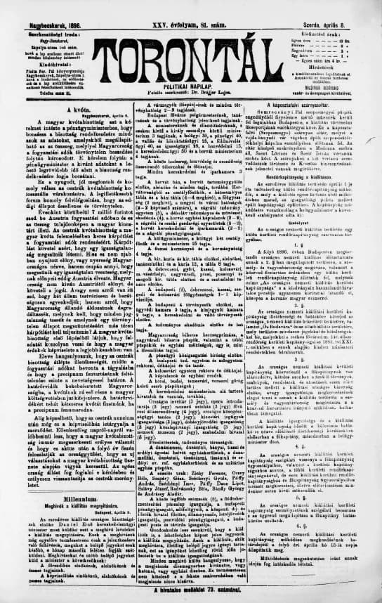 Torontál, 25. évf. 1896. április 8. 81. sz.