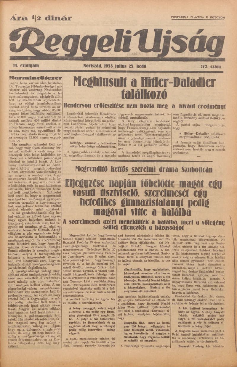 Reggeli Újság, 14. évf. 1933. július 25. 172. sz.