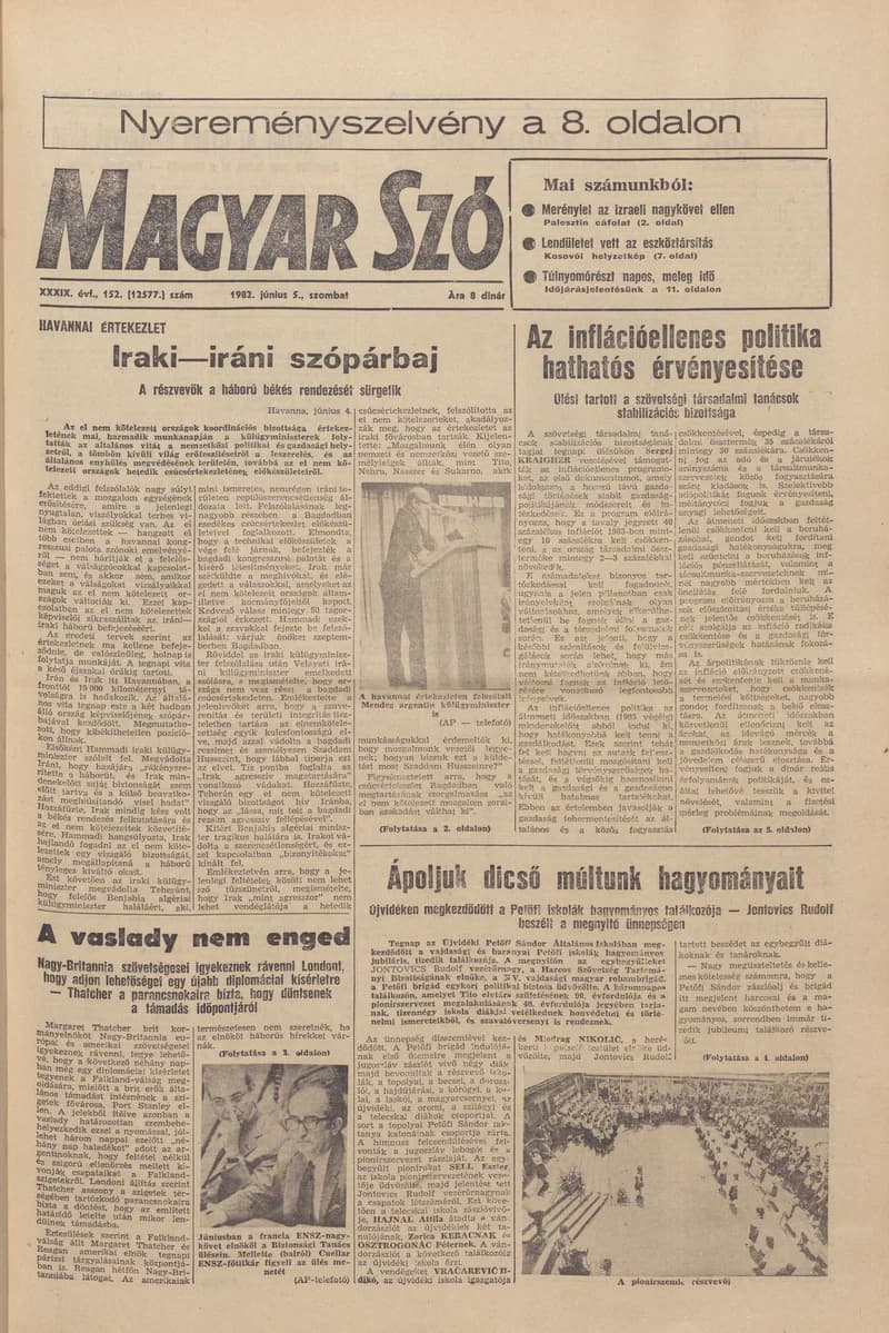 Magyar Szó, 39. évf. 1982. június 5. 152. sz. 1–24. oldal