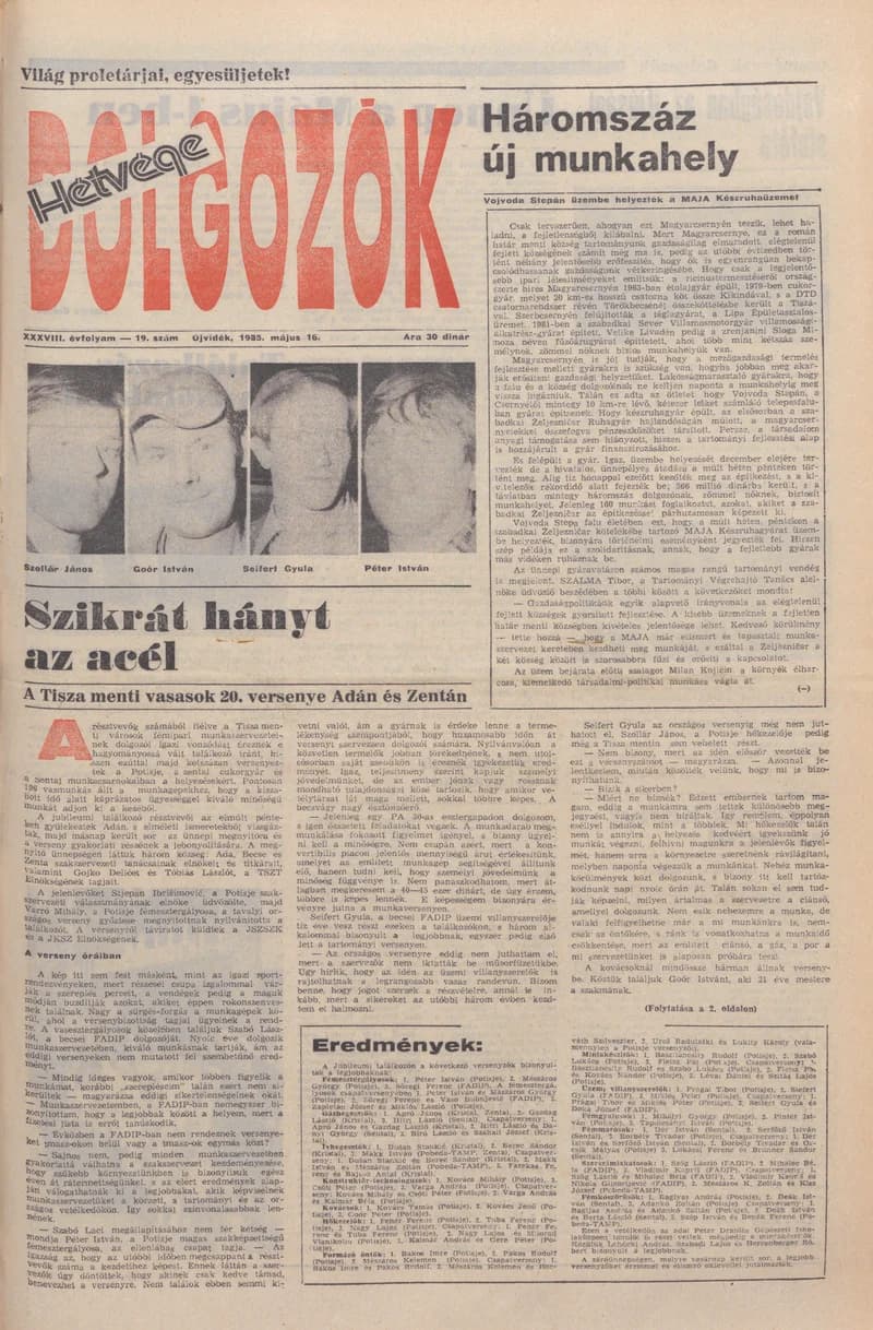 Dolgozók, 39. évf. 1985. március 16. 19. sz.
