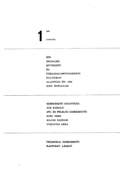 Híd, 31. évf. 1967. január. 1. sz. 1–122. oldal