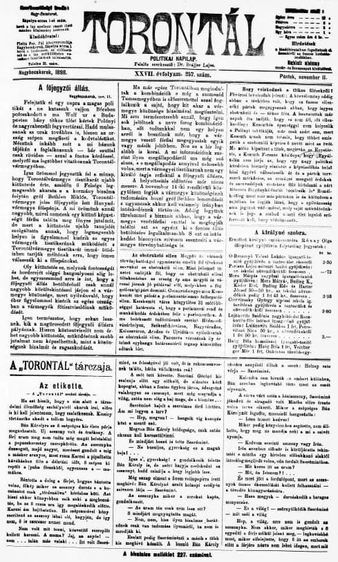 Torontál, 27. évf. 1898. november 11. 257. sz.