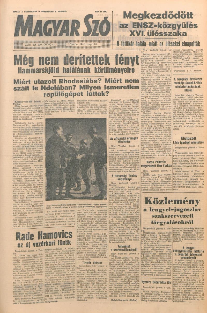 Magyar Szó, 18. évf. 1961. szeptember 20. 226. sz. 1–14. oldal