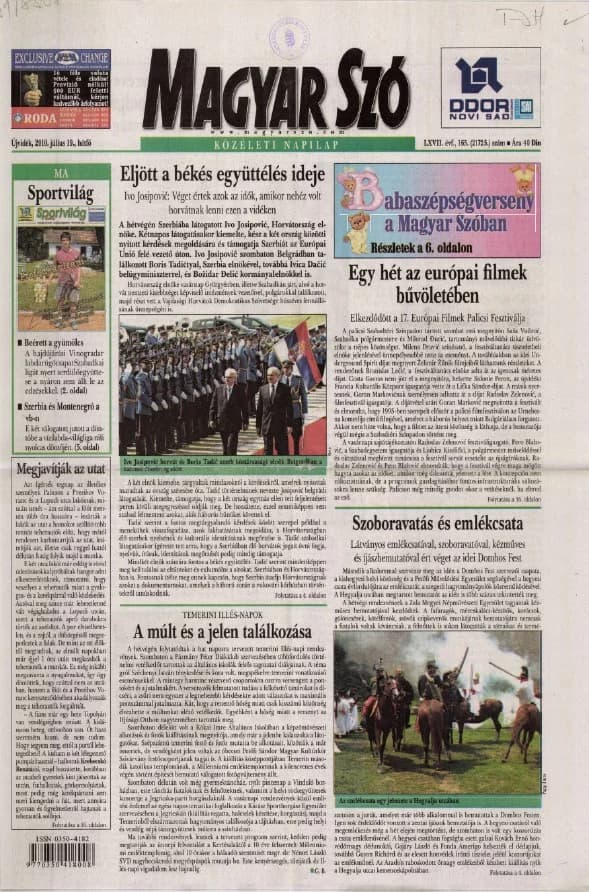 Magyar Szó, 67. évf. 2010. július 19. 165. sz. 1–16. oldal