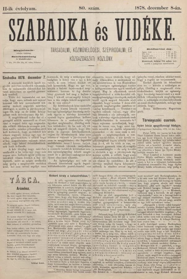 Szabadka és vidéke, 2. évf. 1878. december 8. 80. sz.