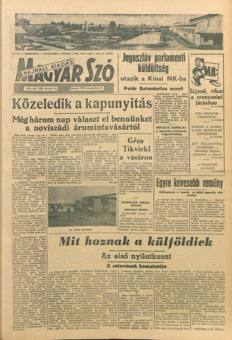 Magyar Szó, 14. évf. 1957. augusztus 21. 228. sz. 1–14. oldal