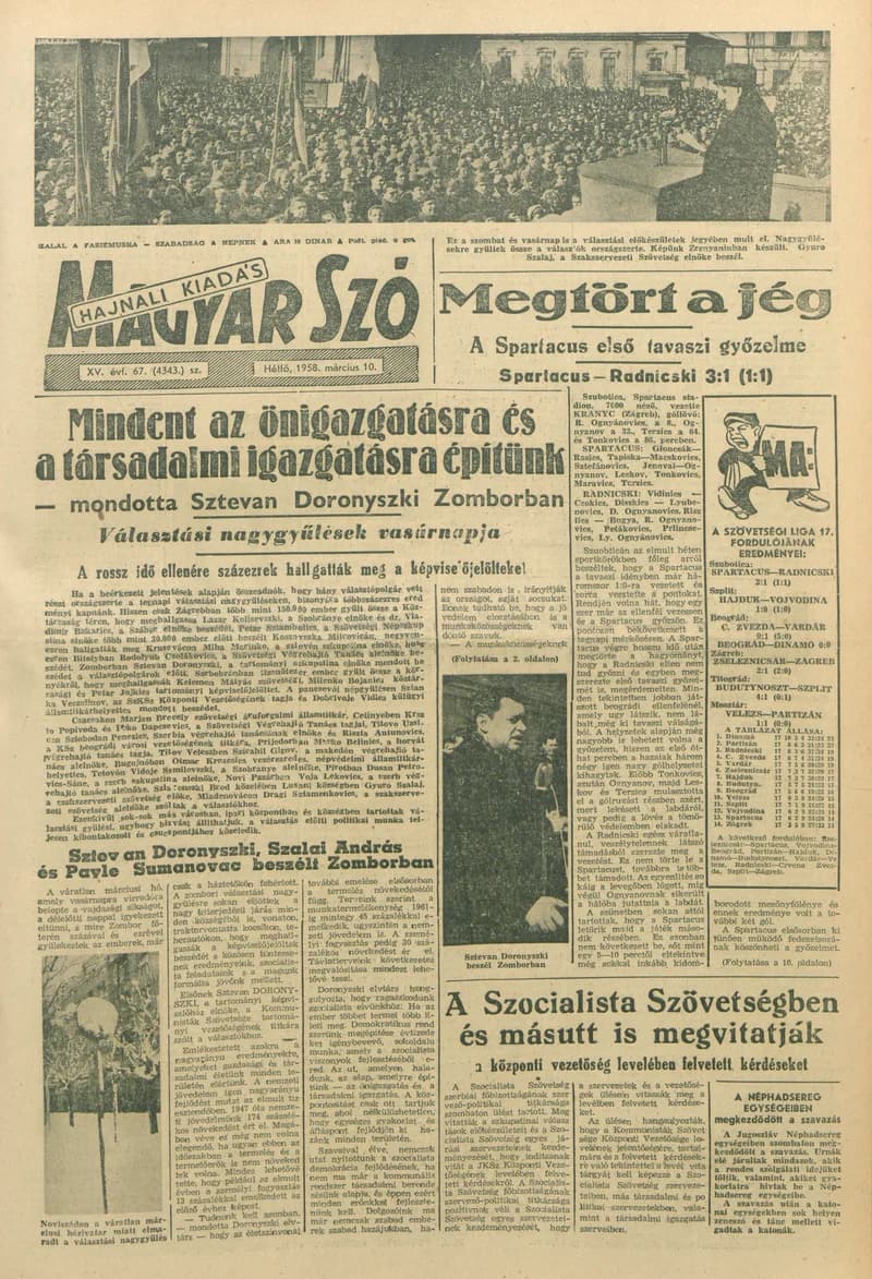 Magyar Szó, 15. évf. 1958. március 10. 67. sz. 1–10. oldal