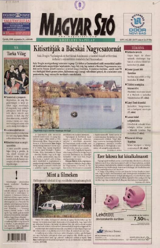 Magyar Szó, 66. évf. 2009. szeptember 24. 223. sz. 1–20. oldal