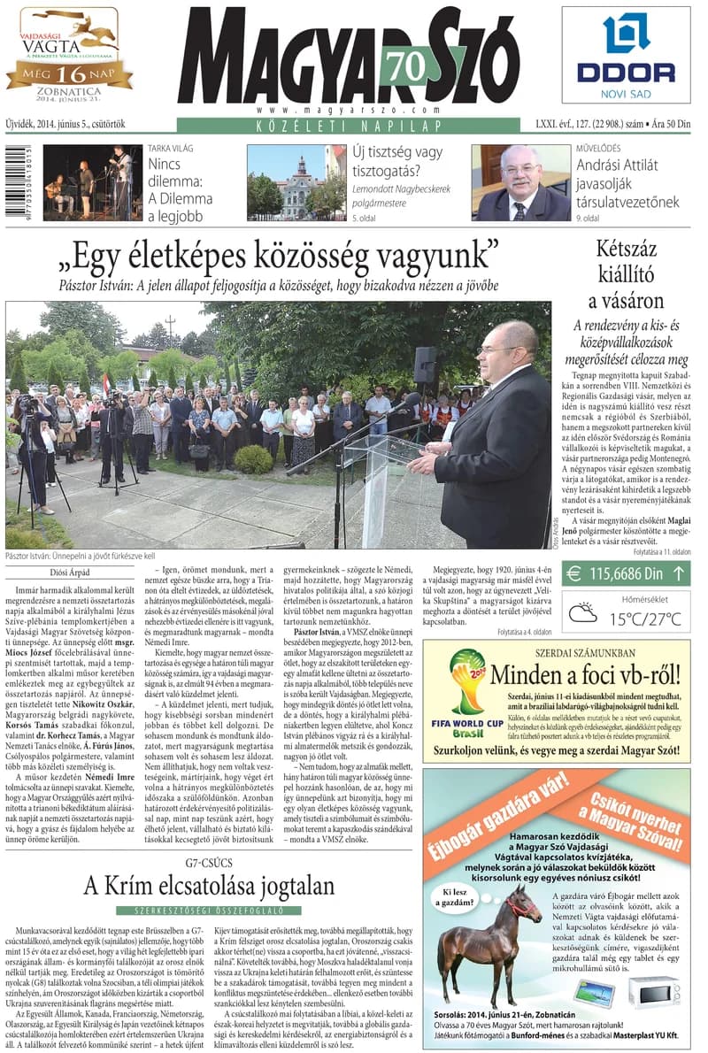 Magyar Szó, 71. évf. 2014. június 5. 127. sz. 1–20. oldal