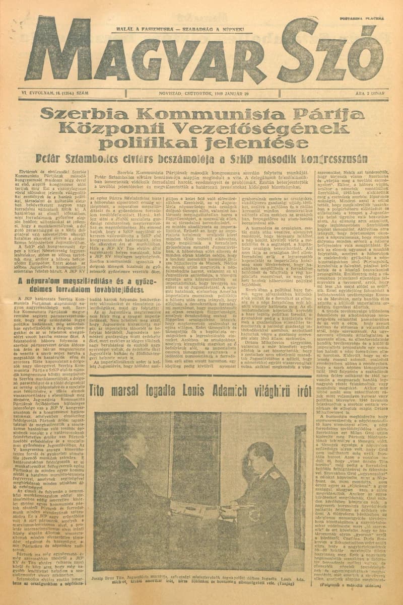 Magyar Szó, 6. évf. 1949. január 20. 16. sz. 1–8. oldal