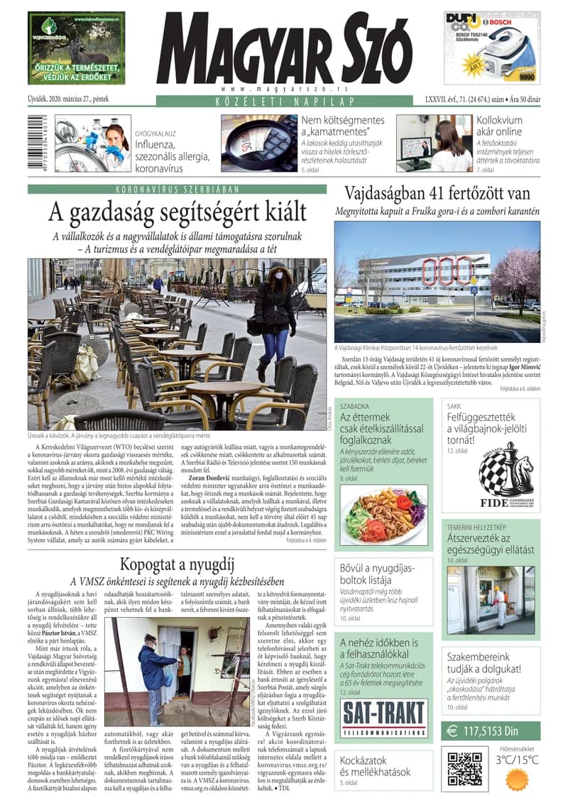 Magyar Szó, 77. évf. 2020. március 27. 71. sz. 1–16. oldal