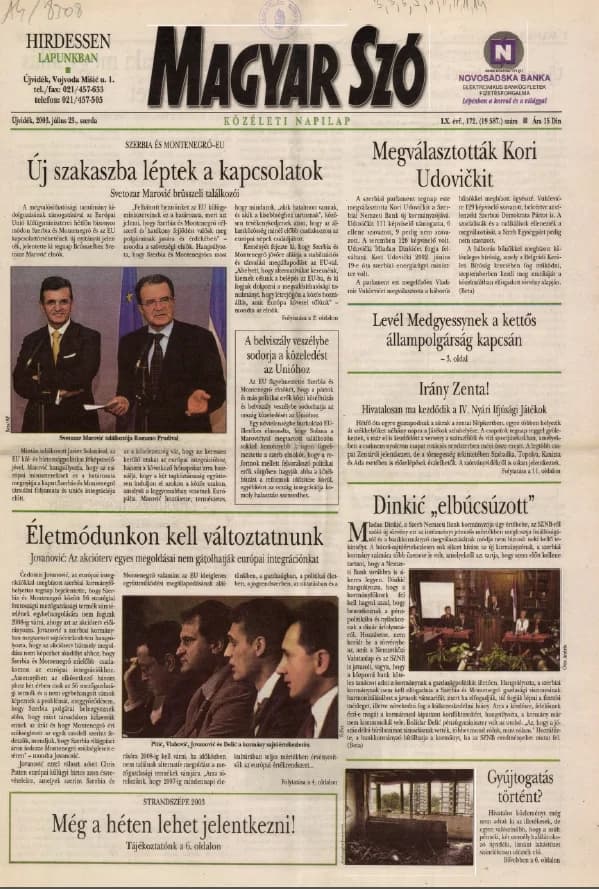 Magyar Szó, 60. évf. 2003. július 23. 172. sz. 1–16. oldal