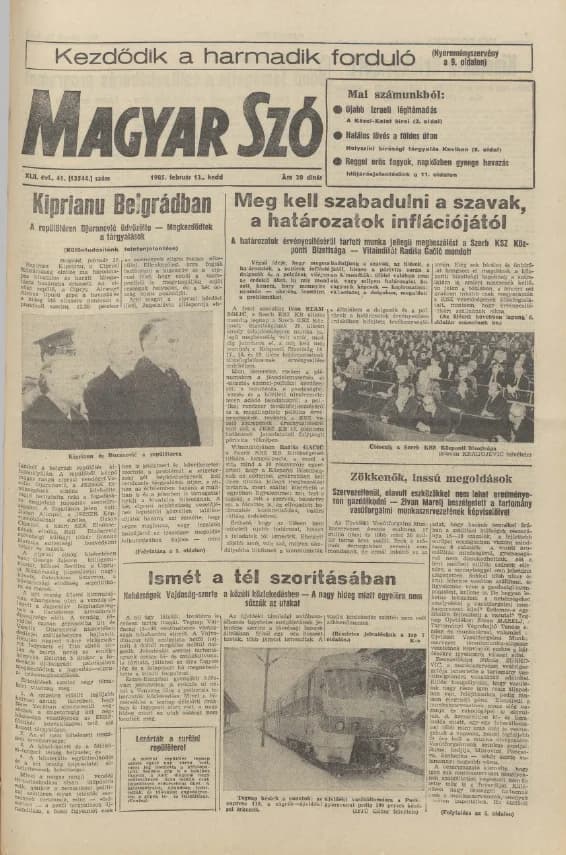 Magyar Szó, 42. évf. 1985. február 12. 41. sz. 1–20. oldal