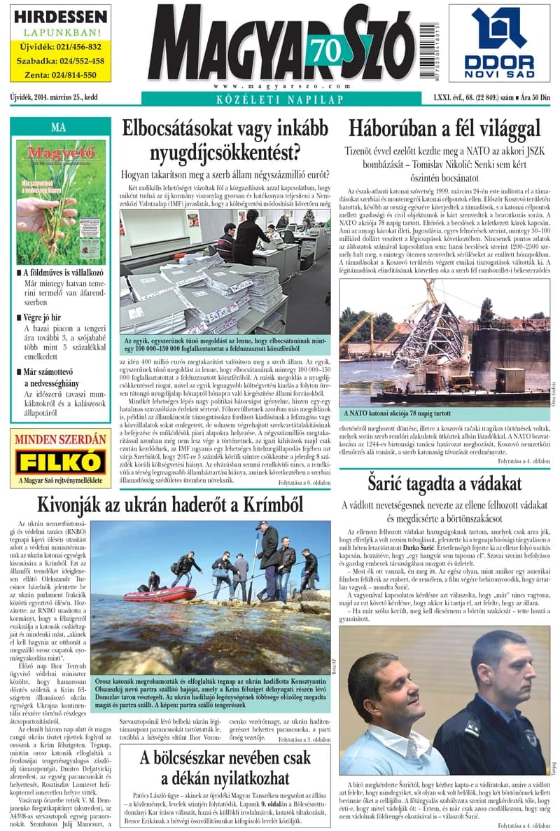 Magyar Szó, 71. évf. 2014. március 25. 68. sz. 1–20. oldal